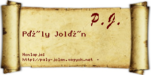 Pály Jolán névjegykártya